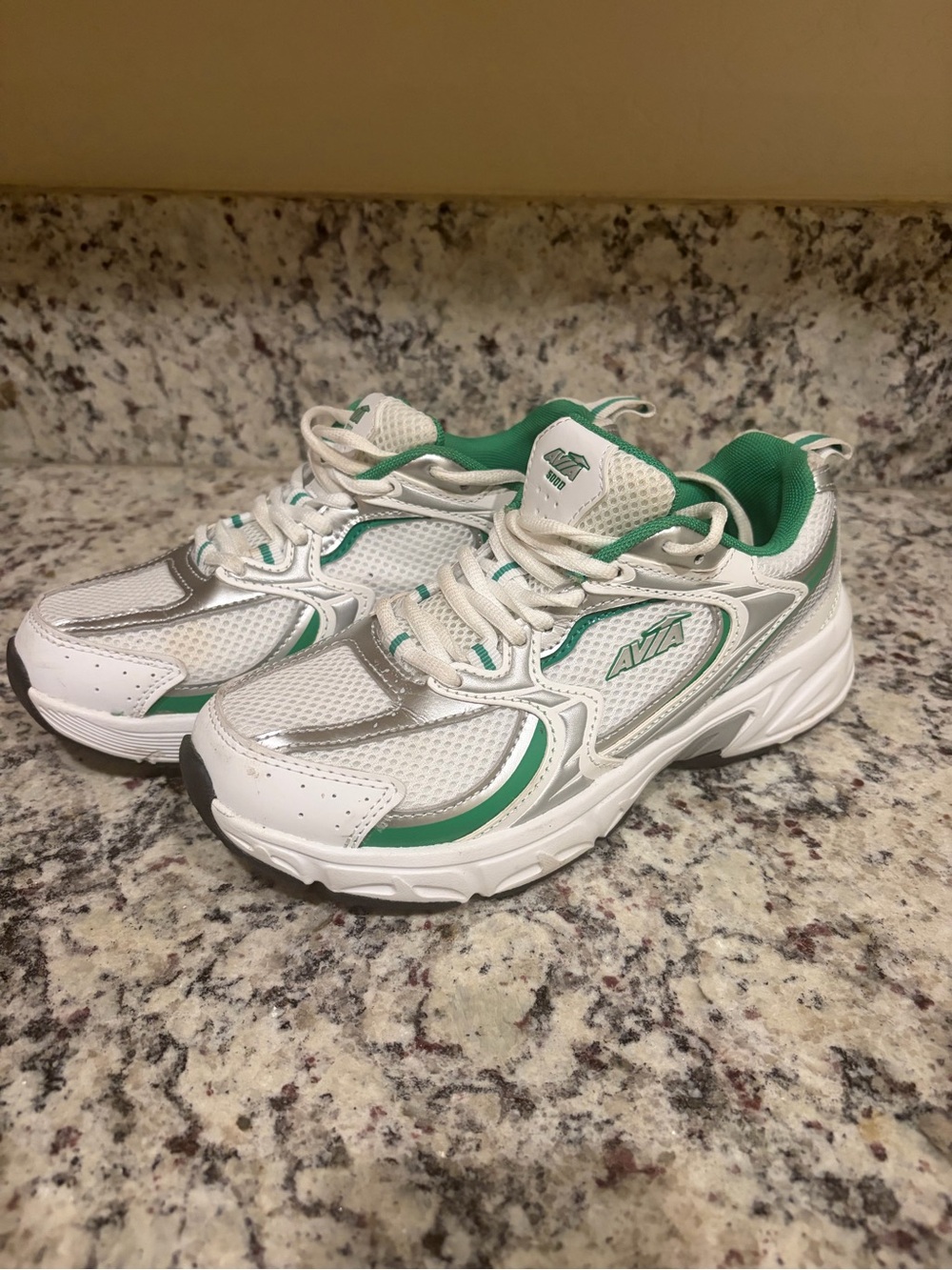 Avia Women's White & Green Mesh Trail Sneakers